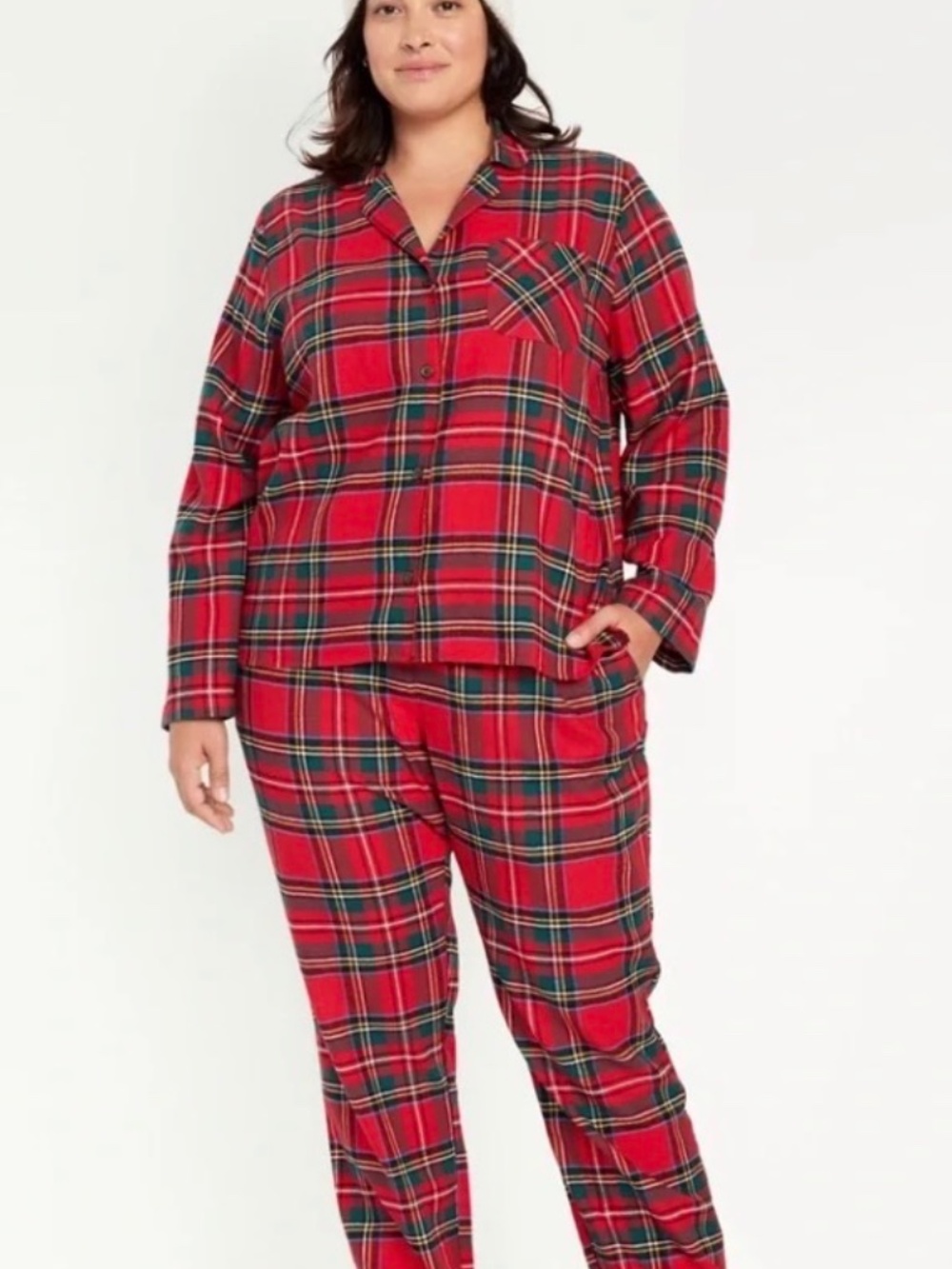 NEW Old Navy Red plaid flannel pajama set - top and bottom 3X - holiday cozy